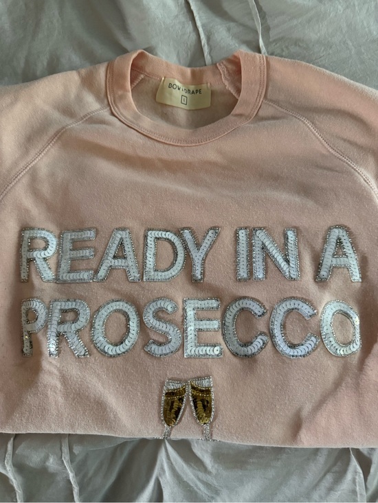 Bow & Drape Tops - ‘Ready in a Prosecco' Pink Sequin Sweatshirt
